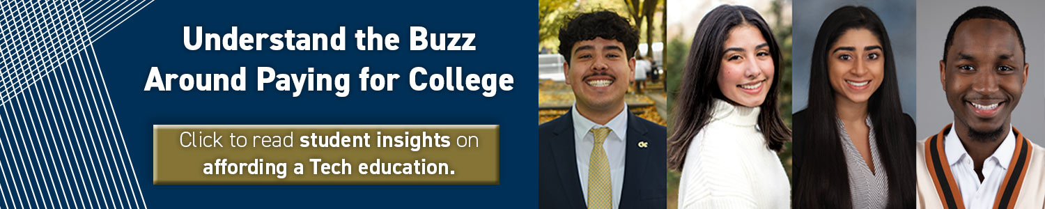 A banner linking to an learn more about paying for college.